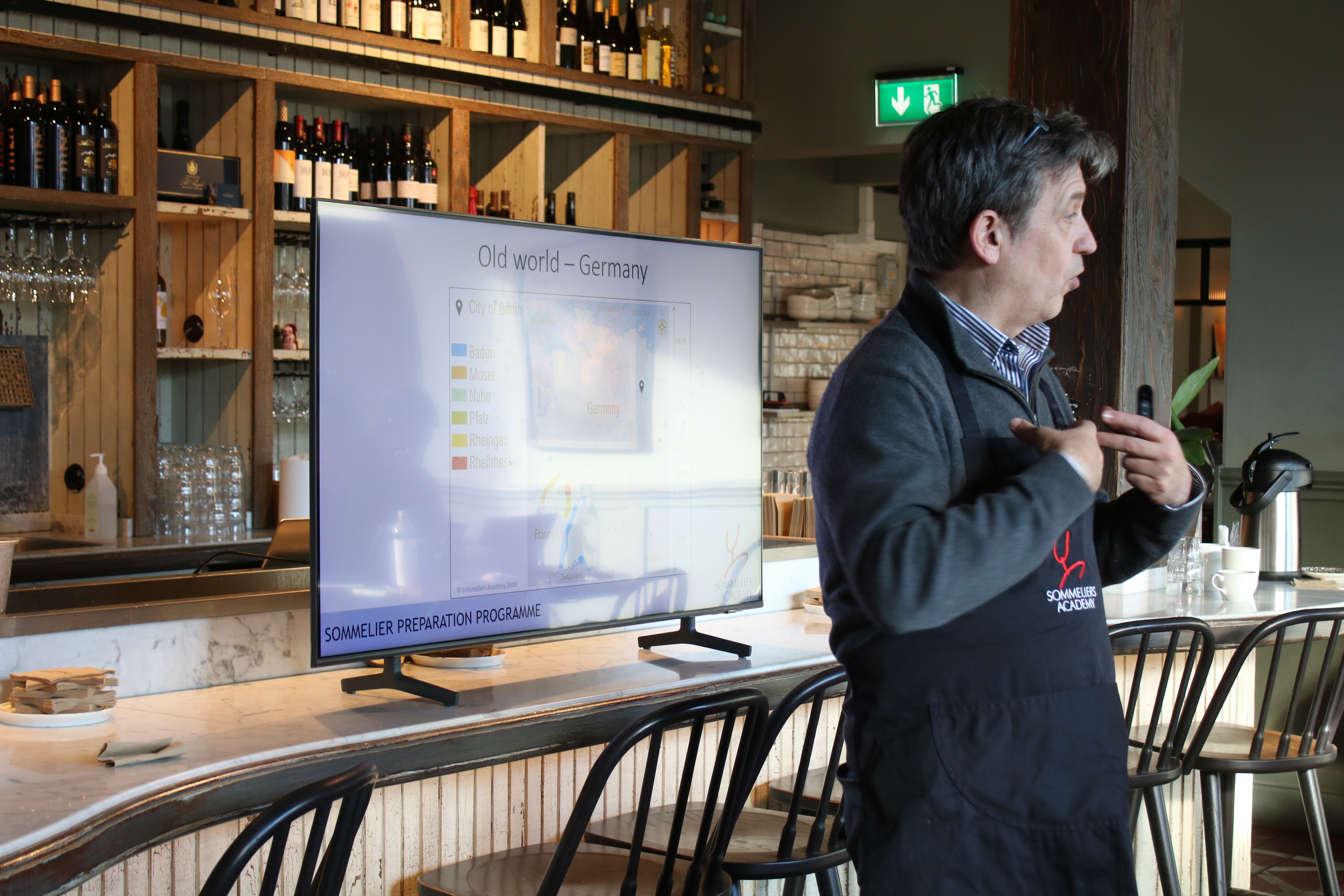 Wine education session in progress